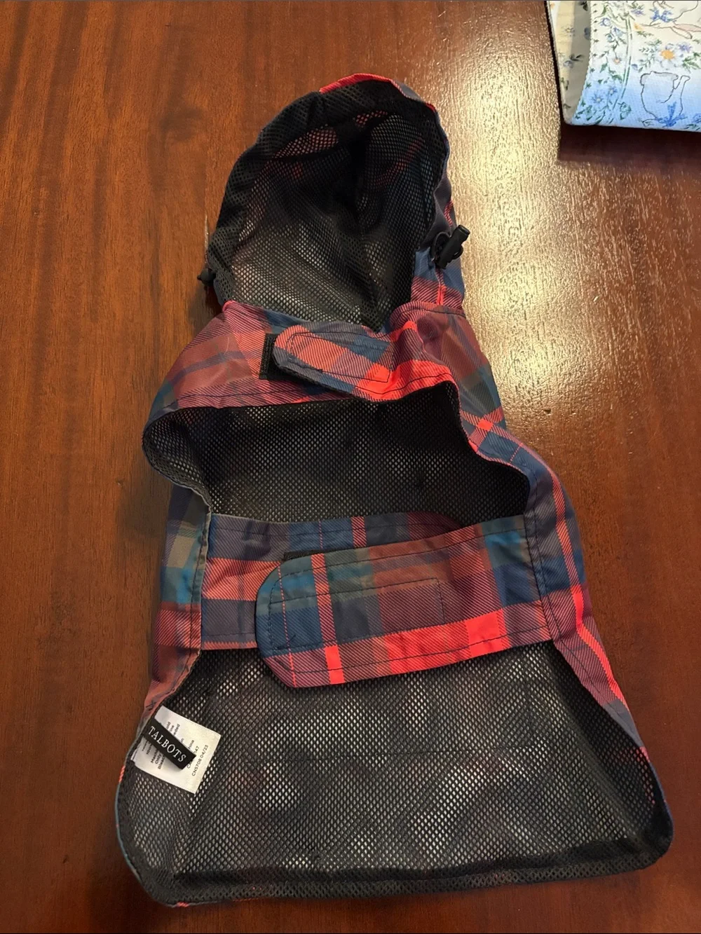Dog Plaid Hooded Raincoat - Red and Blue XS